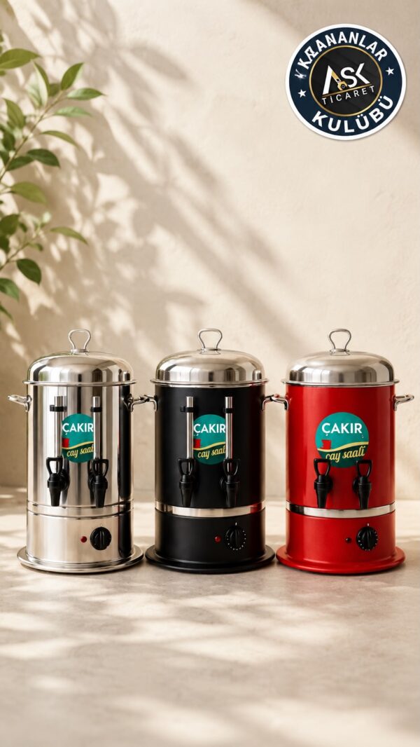 ÇAKIR 80 BARDAK ÇAY OTOMATI KROM/SİYAH/KIRMIZI