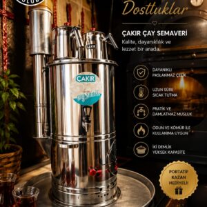 250 Bardaklık Odunlu Semaver Seti Saç Tava ve Kaşık Dahil