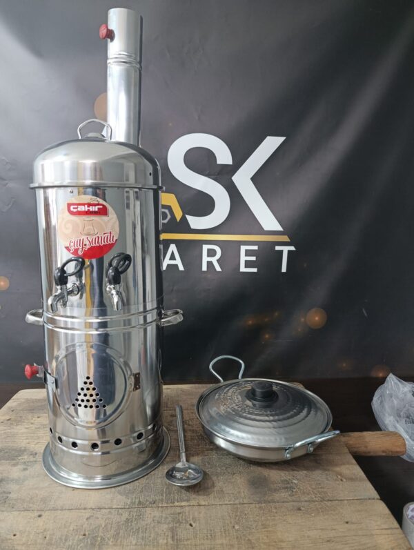 140 Bardaklık Çift Musluk Odunlu Semaver Set | 11 Litre